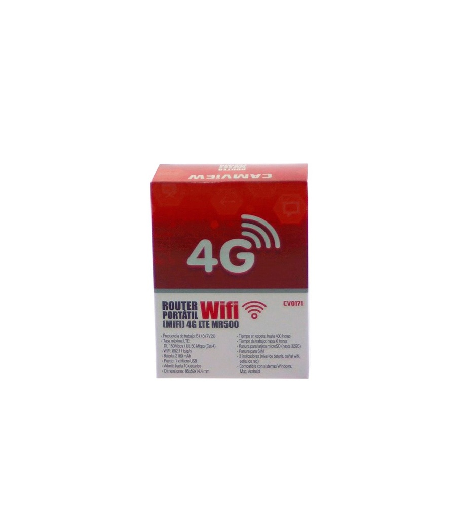 Camviev MR500 Router (Mifi) WiFi Portatile 4G LTE - 1x MicroUSB - Slot per MicroSD SIM