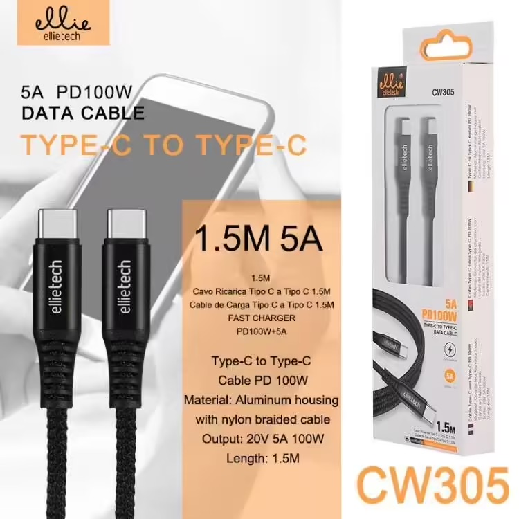 CABLE RÁPIDO TIPO C A C PD100W 5A 1.5M