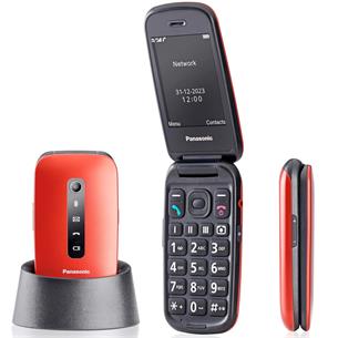 Panasonic KX-TU550EXB — móvil sénior 4G con base, rojo