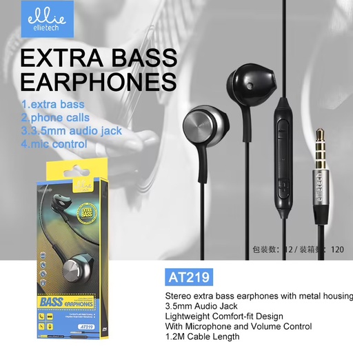 [AT219] AURICULARES EXTRA BASS CON CABLE Y MIC