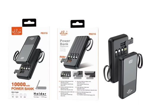 [PB316] POWER BANK 10.000 MAH C/CABLE HOLDER